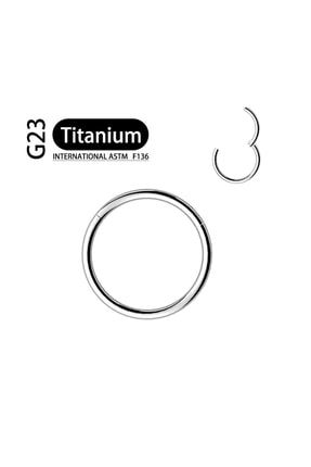 G23 Titanyum Unisex Gümüş Gri Menteşeli Kıkırdak Burun Halkası Hızma Piercing KLPS-HALKA