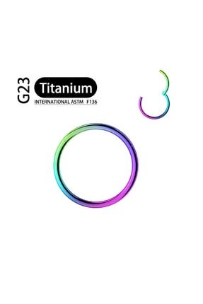 G23 Titanyum Unisex Gökkuşağı Menteşeli Kıkırdak Burun Halkası Hızma Piercing KLPS-HALKA
