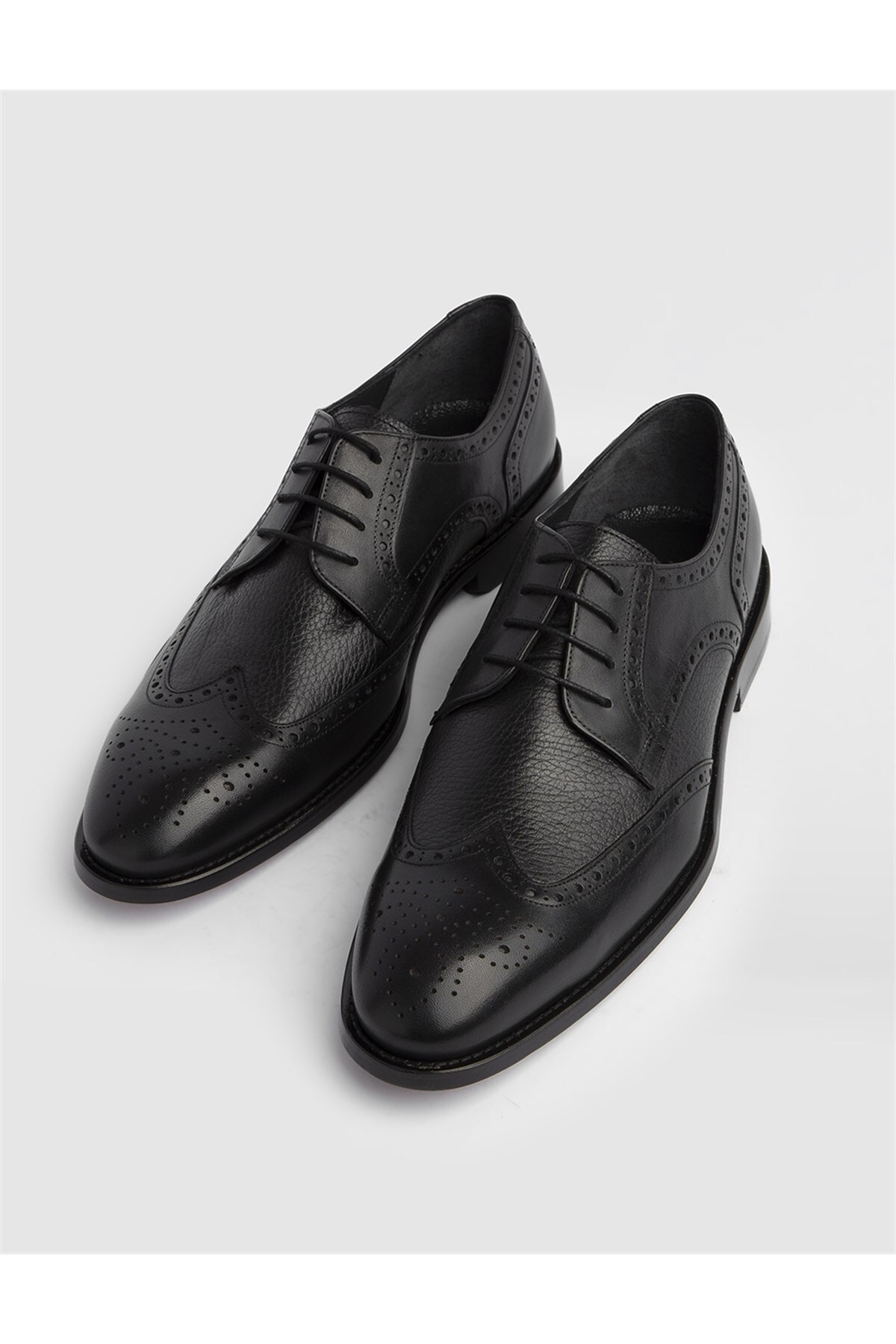 İLVİ Dalr Hakiki Antik Deri Erkek Siyah Klasik Ayakkabı