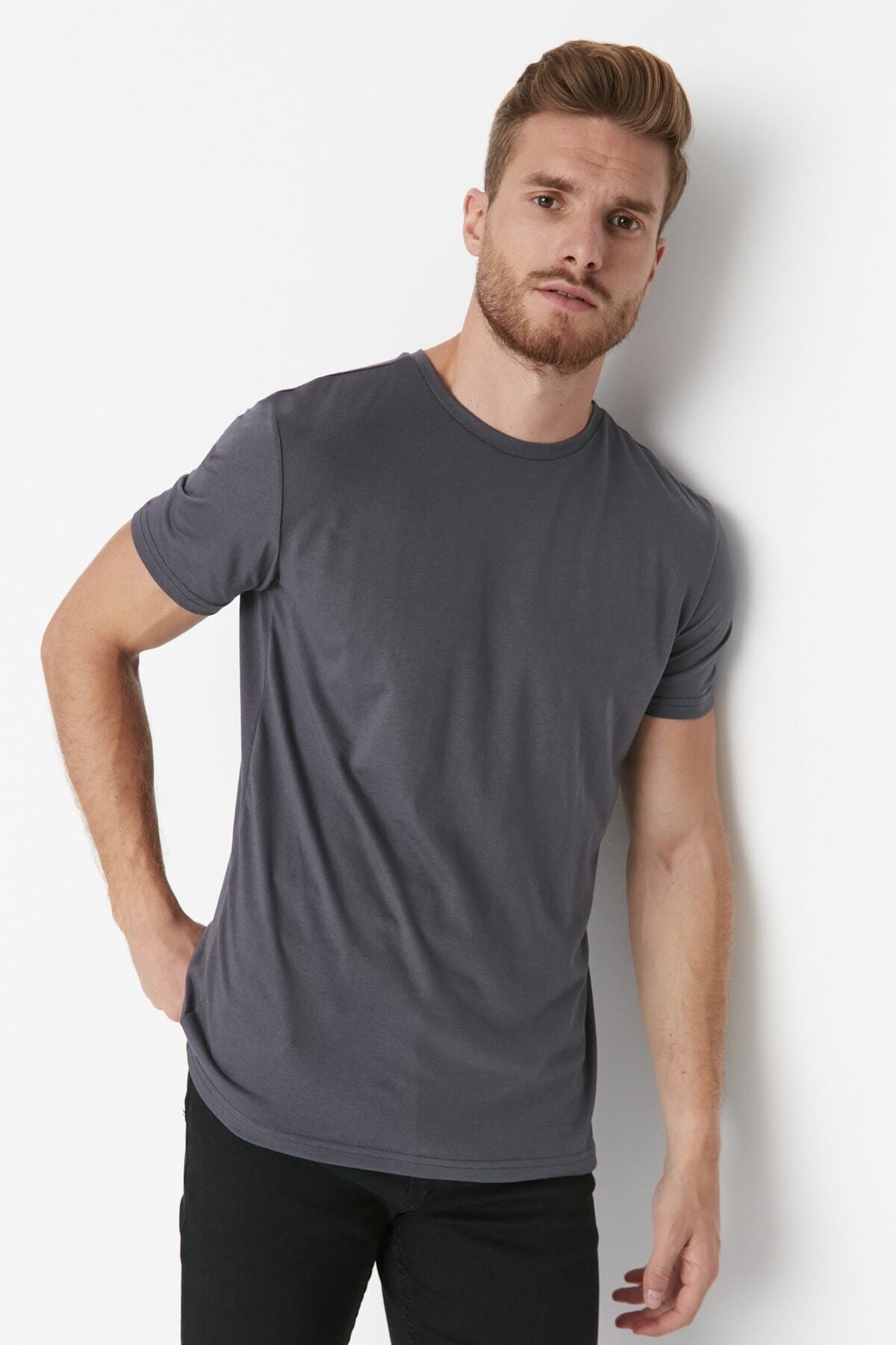 Trendyol Collection T-Shirt Grau Regular Fit