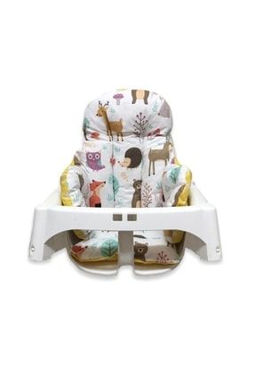 Bebek Çocuk Mama Sandalyesi Minderi Doğa Ve Sarı Yıldızlı Desenli 70