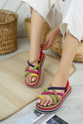 Ifs 101 Renkli Parmak Arası Halat Kadın Sandalet TXD047007E2165