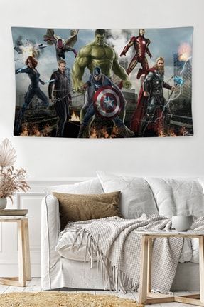 Avengers Film Karakterleri Temalı Duvar Örtüsü Halısı Yıkanabilir Solma Yapmaz Leke Tutmaz Dekor HVYD -GEN17