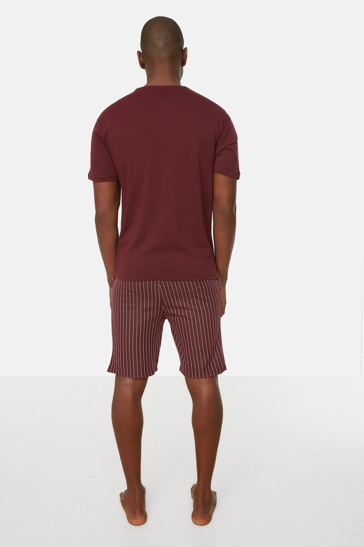 Kolekcia Trendyol-Súprava letného pyžama Claret Red Regular Fit so šortkami THMSS21PT1005 11
