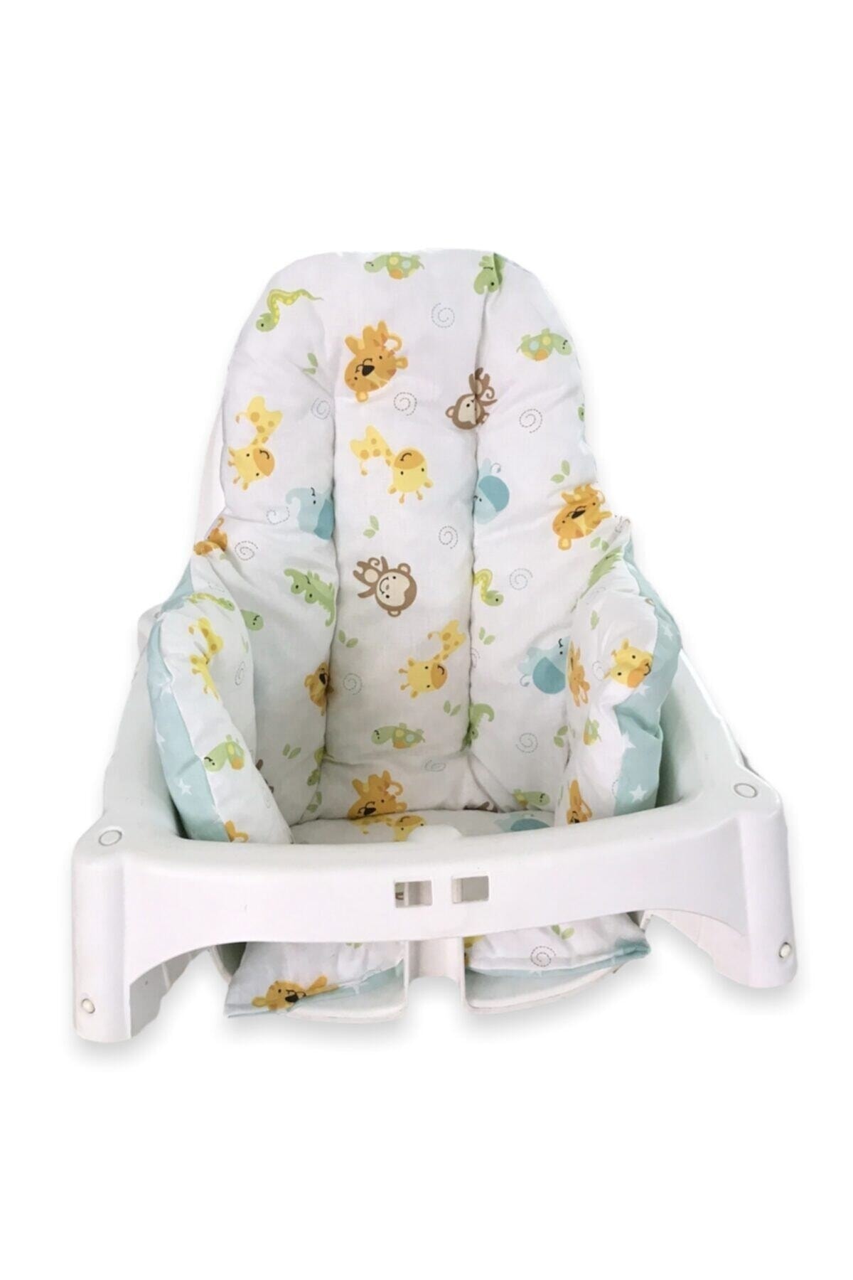 Bebek Özel %100 Pamuk Bebek Çocuk Mama Sandalyesi Minderi Sevimli Hayvanlar Yeşil Yıldızlı