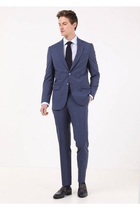 Açık Lacivert Çizgili Thin&taller-slim Fit %100 Yün Takım Elbise 153164