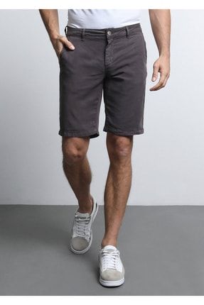 Antrasit Düz Dokuma Regular Fit Casual Bermuda 155375