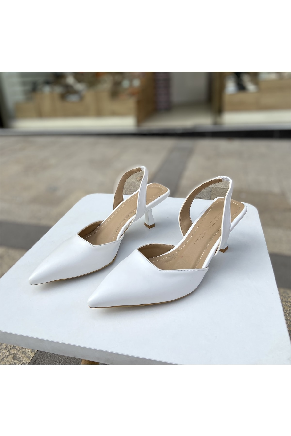 Gloriys Ayakkabı & Çanta Beyaz Cilt 5 Cm Topuklu Günlük Ayakkabı