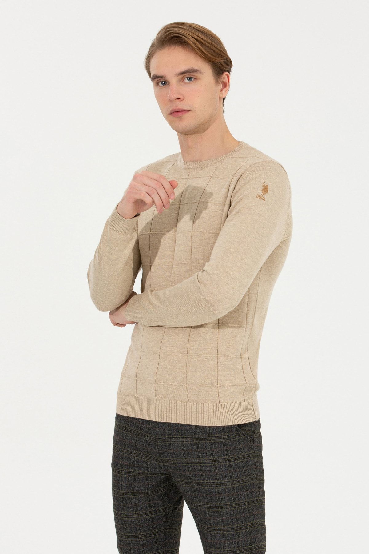 U.S. Polo Assn. Bej Erkek Kazak