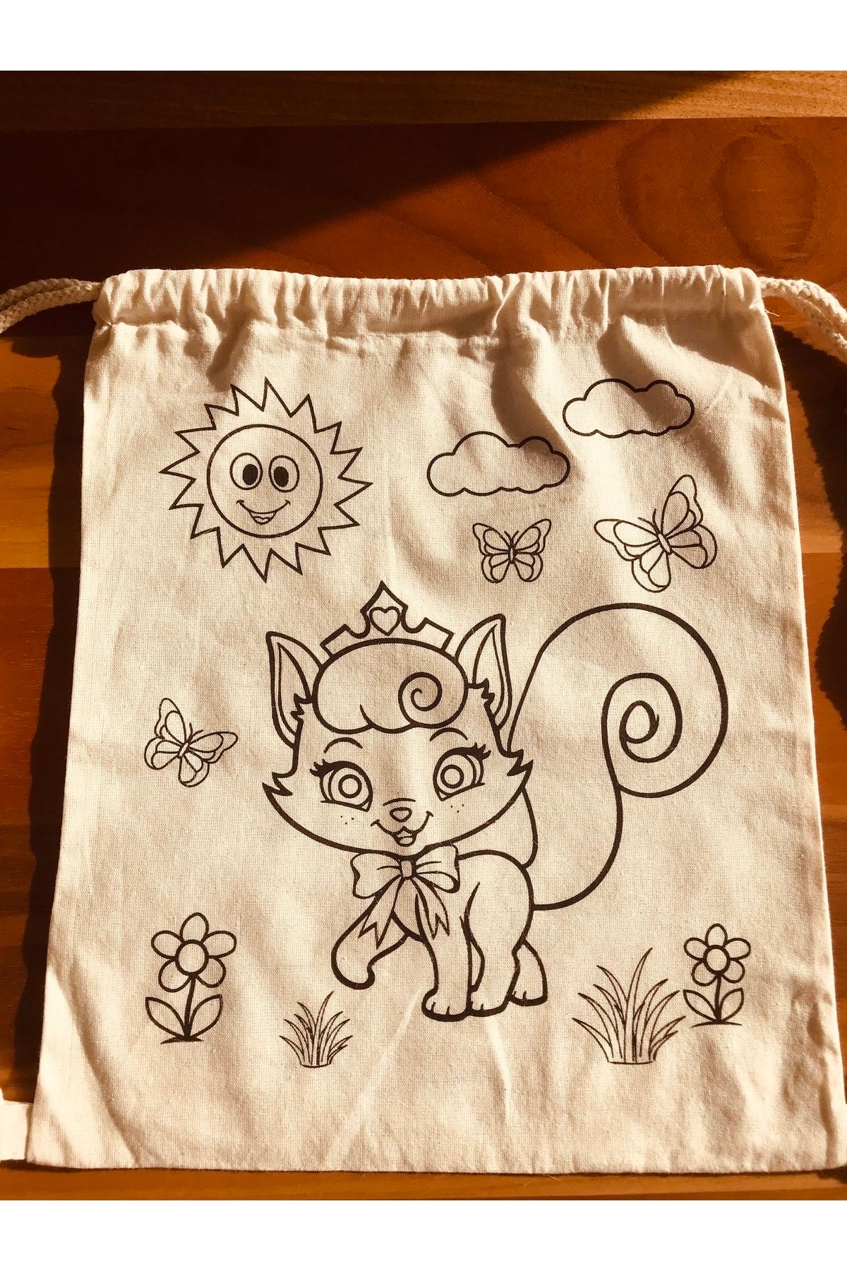 ERETNA ART Kedi-at Temalı Özel Tasarımlı El Baskılı Sırt Çanta