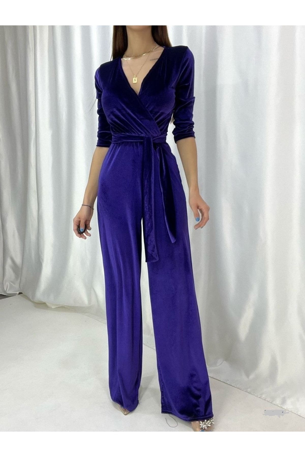Purple velour jumpsuit sales