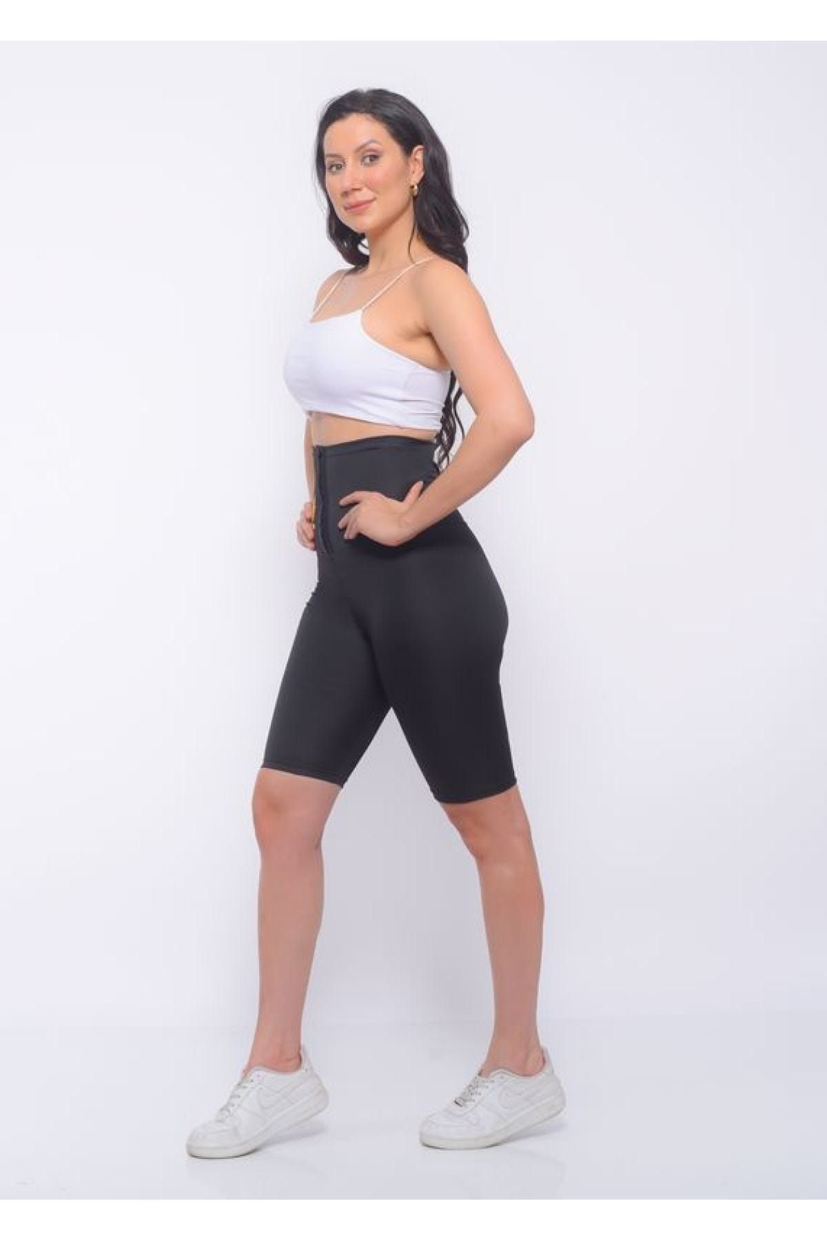 SAUNA SUIT Terle Zayıfla Ekstra Yüksek Bel 3 Kademeli Agraflı Maksimum Terleten Unisex Termal Şortysf VB11499