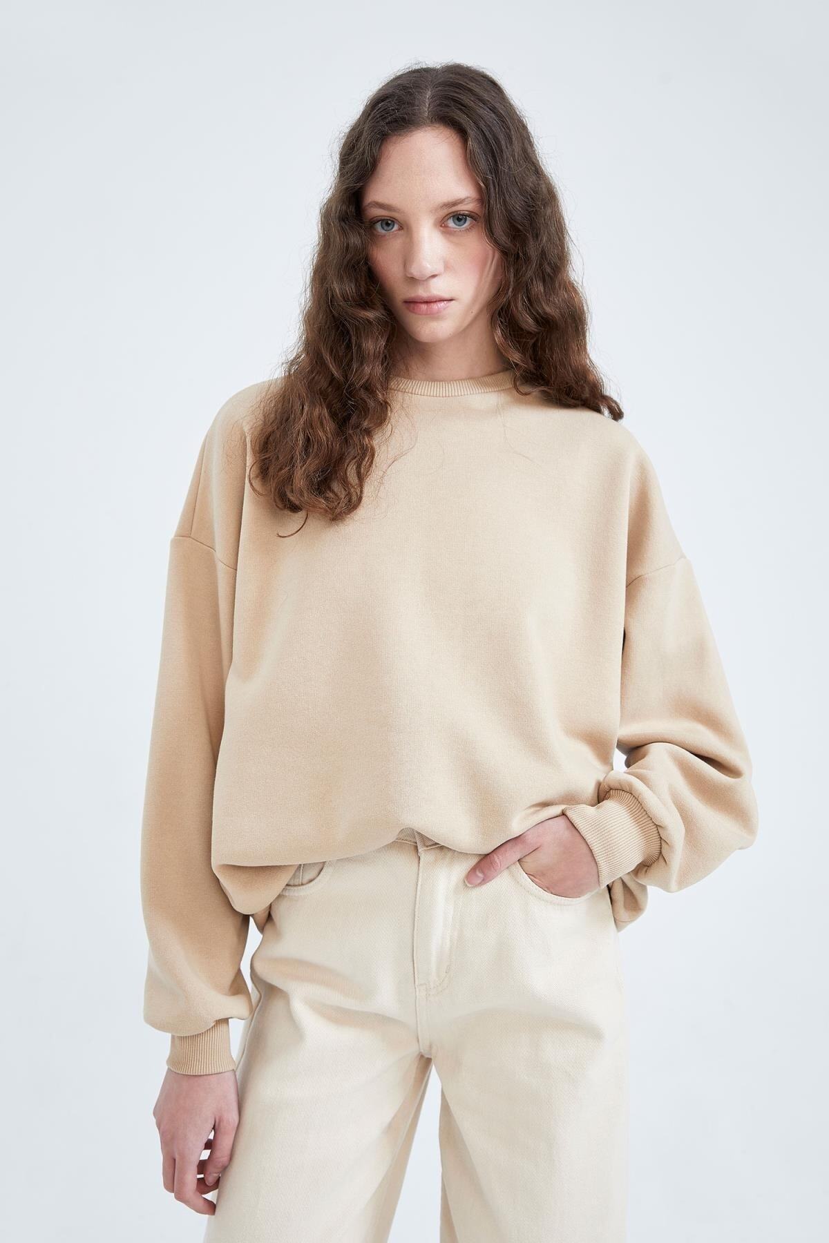 DeFacto-Oversize Fit mikina Crew Neck 1