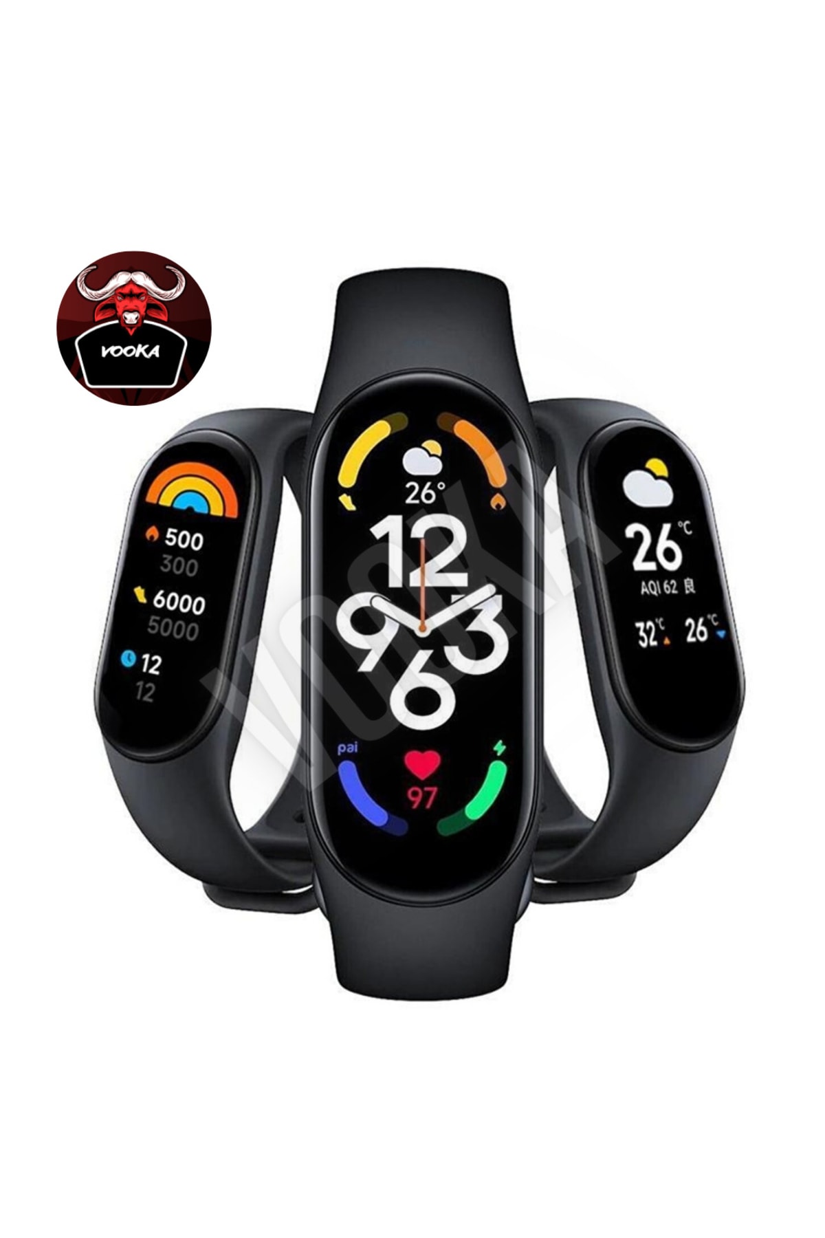 VOOKA Togo M7 Akıllı Bileklik Yeni Nesil Spor Modlu Full Fonksiyon Akıllı Saat M6 Seri Siyah