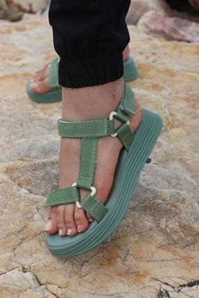 Şeritli Kadın Sandalet 015 - Yeşil DK.AYK.SND.21M007