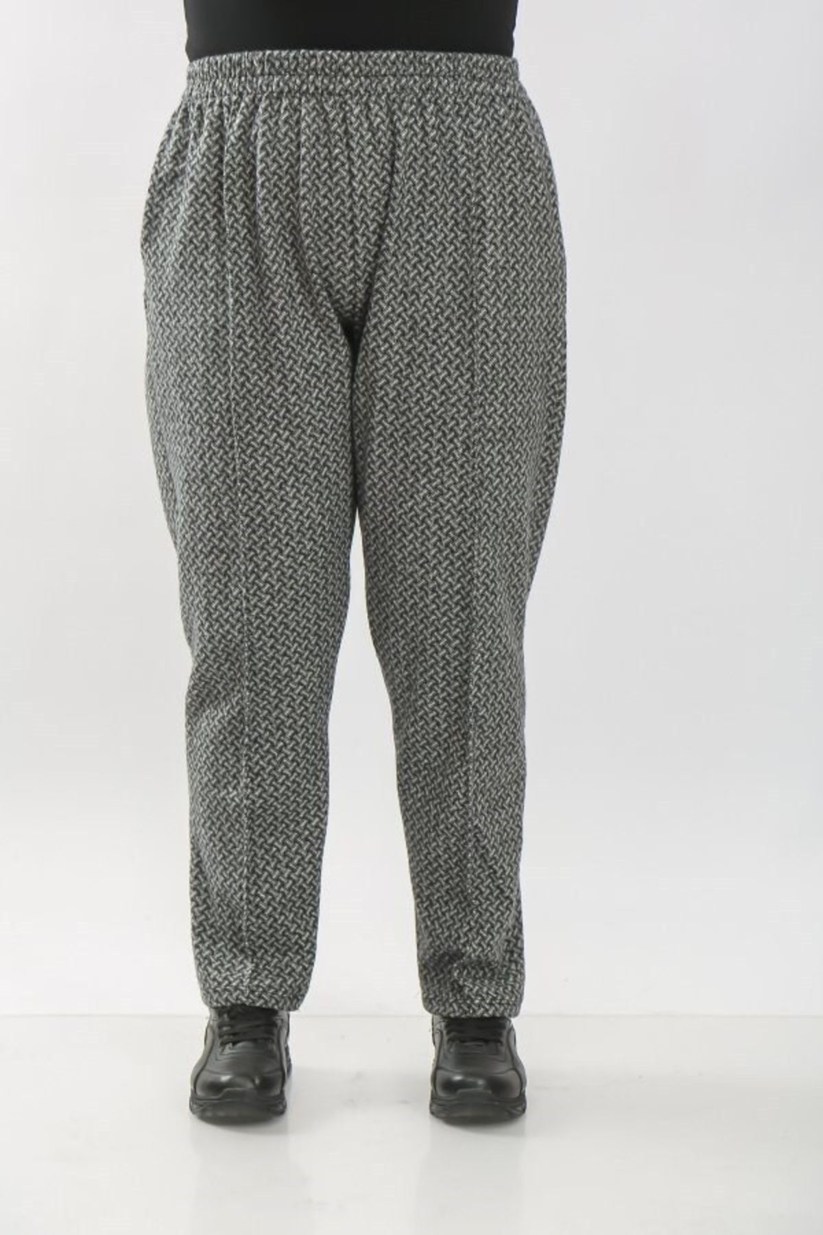 Modakenti-Large Size Winter Elastic Stamp Pants with Pockets - Smoked Lock Pattern 4