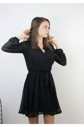 Siyah Volanlı Elbise, Tasarım, Yeni Yıl, Yılbaşı, Hediye, Büyük Beden MOIS0050