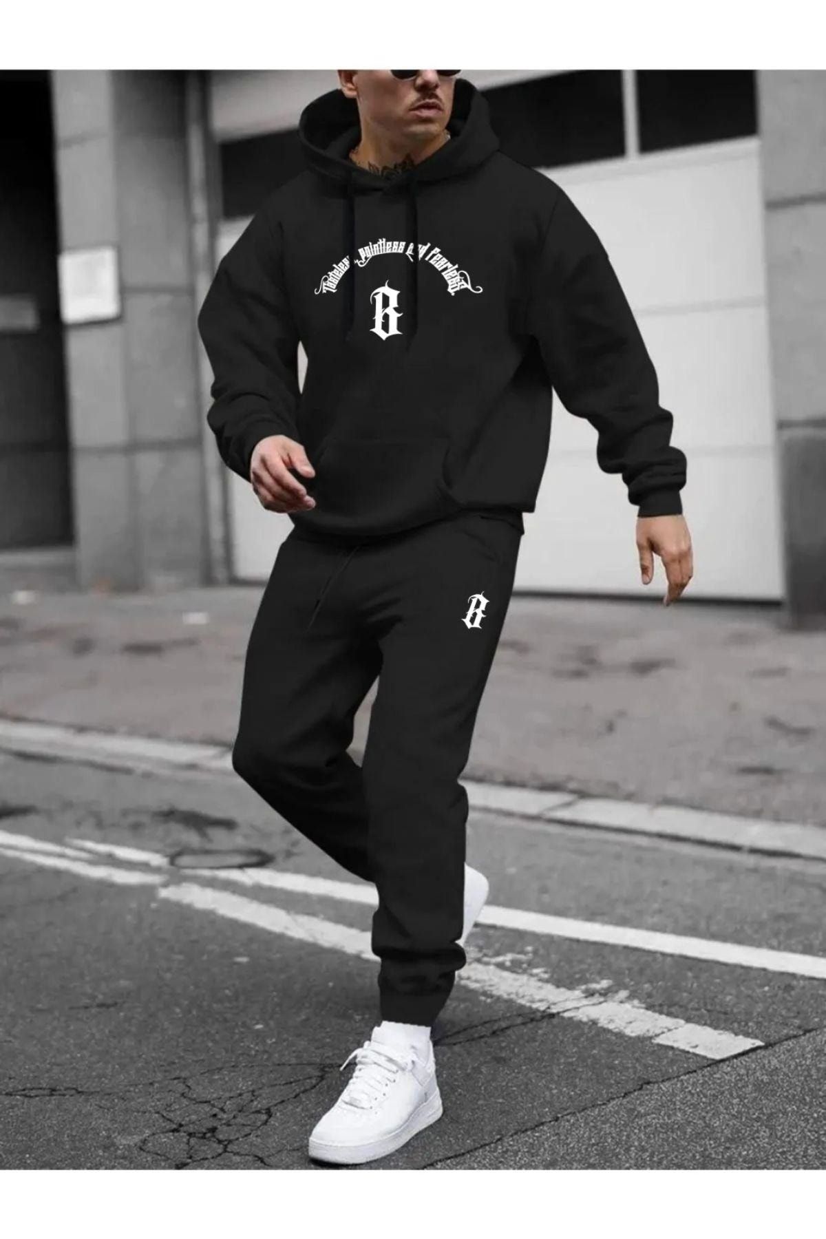 Mens black cheap tracksuit set