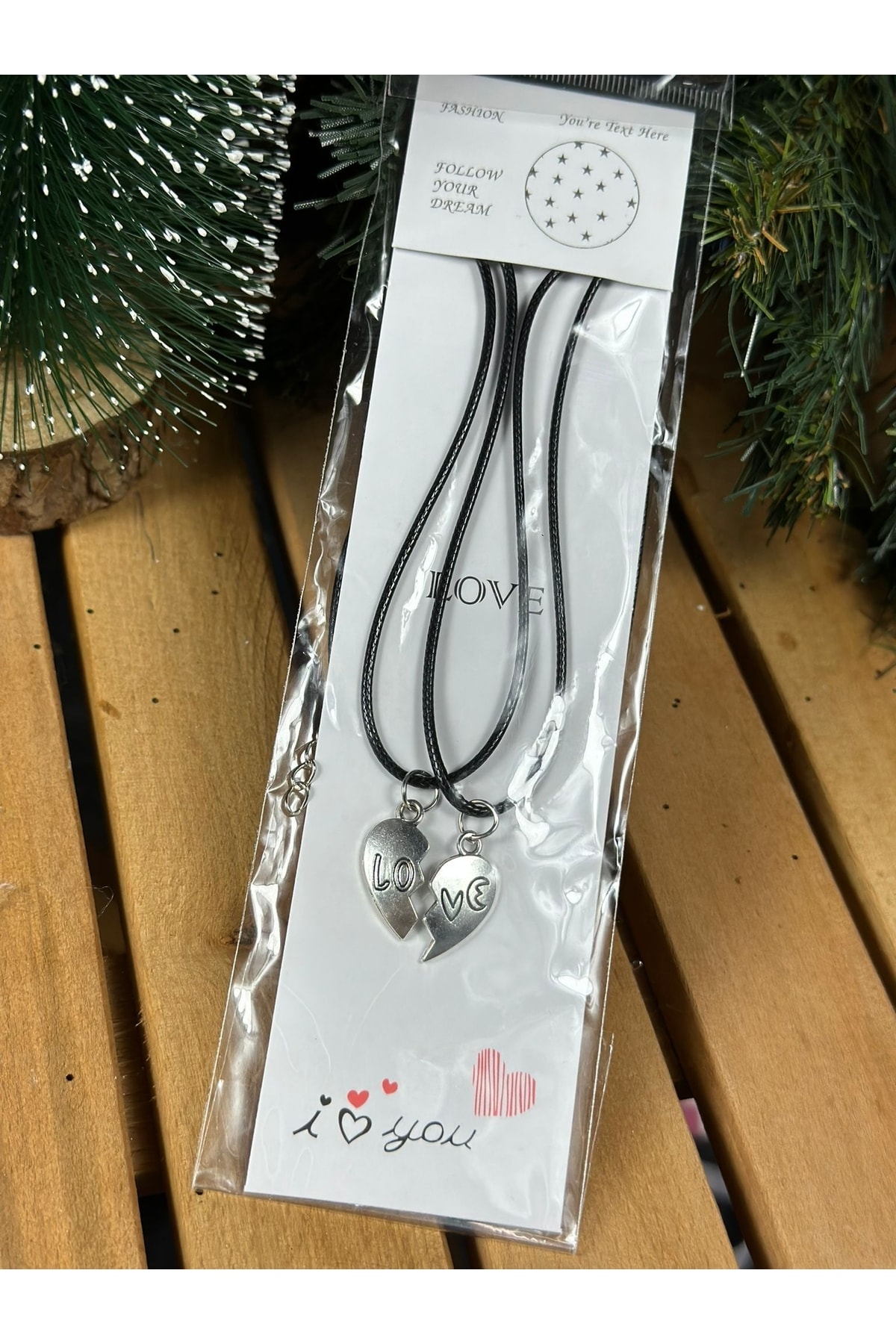 Best Friends Love 2pcs Steel Leather Strap Friendship Necklace Heart Friend Necklace No2