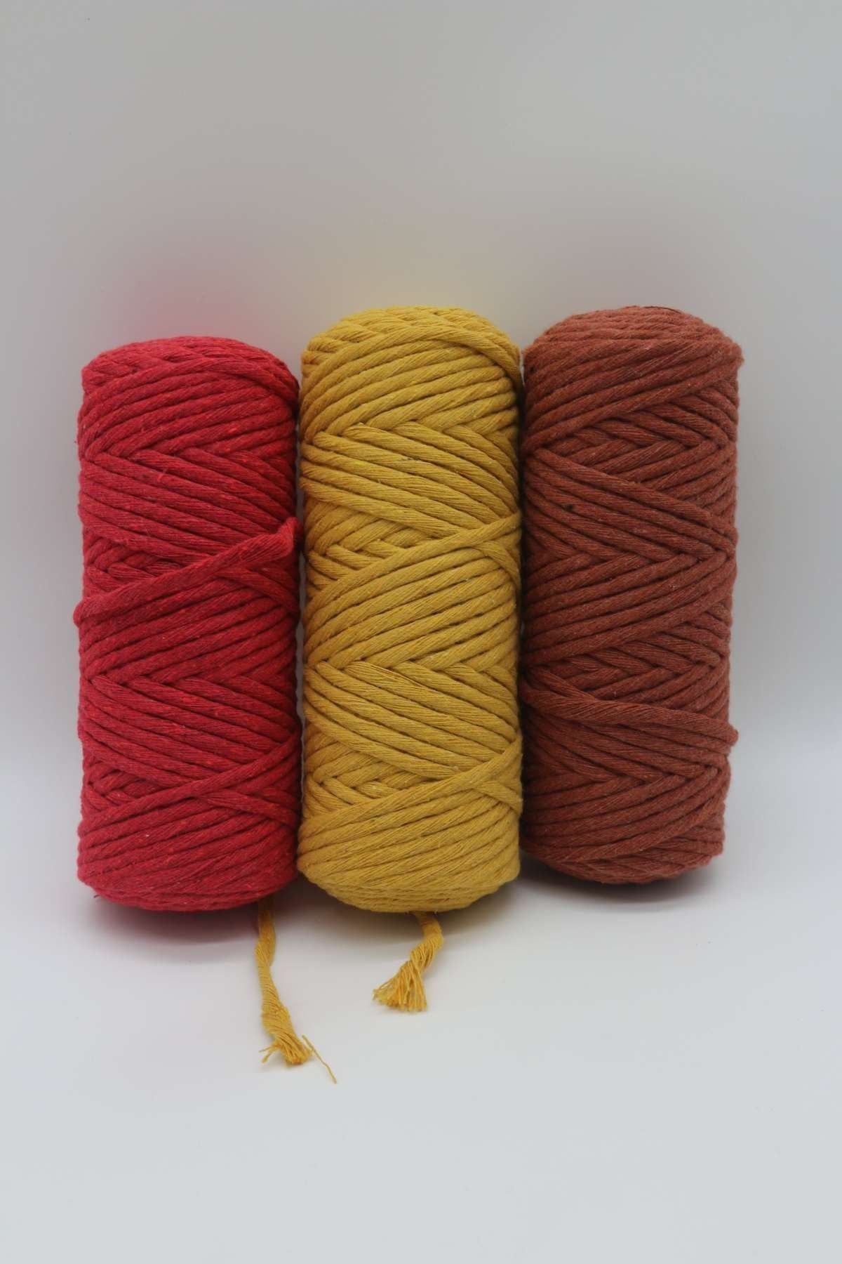 Hobimos-Macrame Thread 3 Pieces 250 Grams 3 Mm Single Twist Screwable Cotton Macrame Thread 1