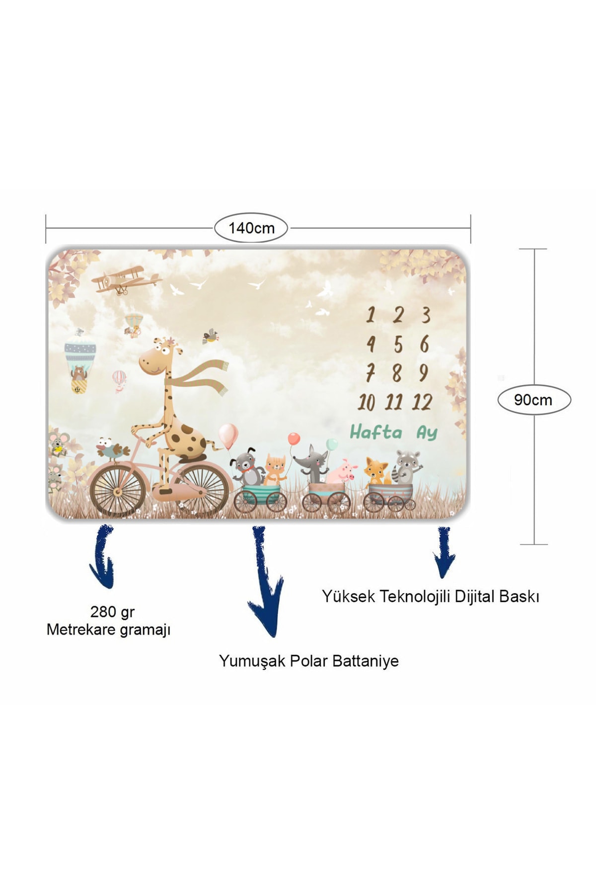 Erays Home Bebek Hediye Polar Aylık Fotoğraf Anı Battaniyesi, Yeni Doğan Baby Shower Doğum fotoğrafı 5 (önizleme)