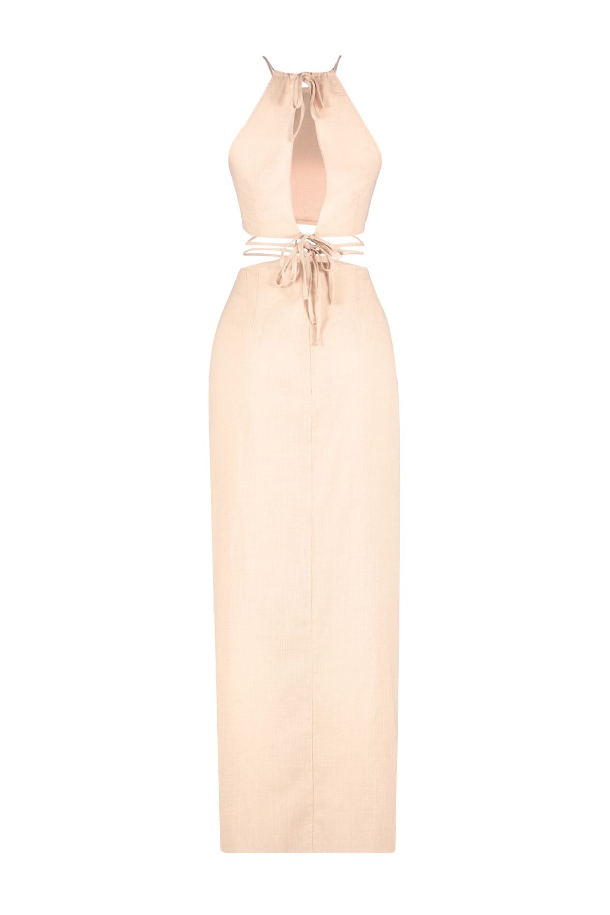 Trendyol Collection-Beige Woven Tied 100% Cotton Blouse Skirt Set TBESS23AU00053 9