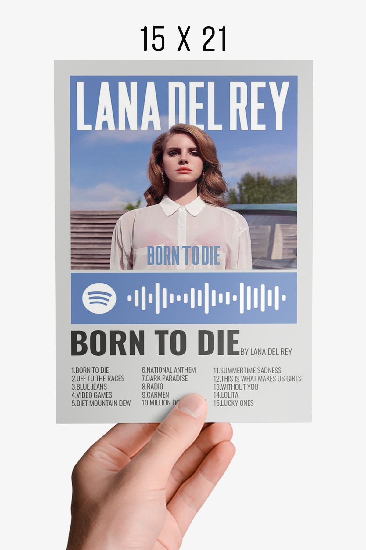 DuoArt Lana Del Rey - Born To Die Albüm Şarkı Spotify Kod Code Info Card Bilgi Kartı Minimalist Poster VB10516