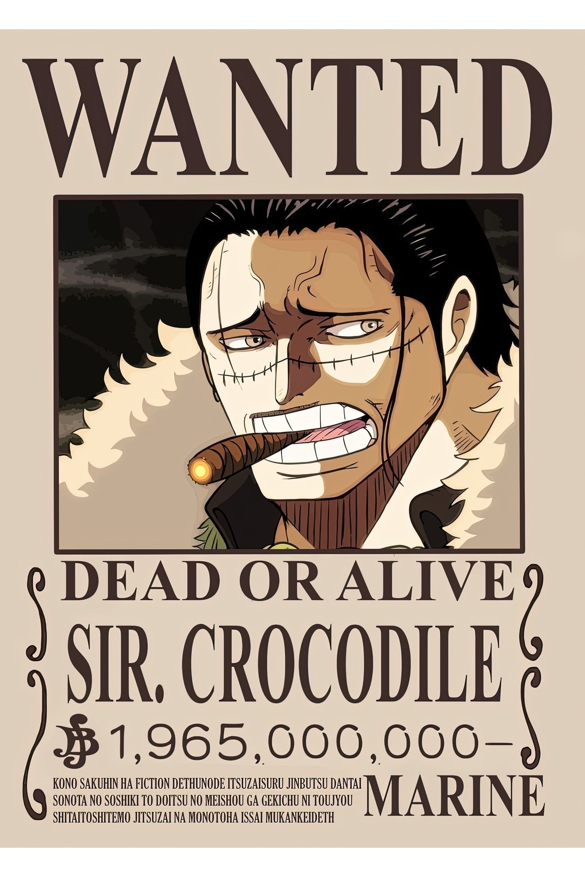 uzuntuning One Piece Sir.crocodile Aranıyor Wanted Posteri Fiyatı
