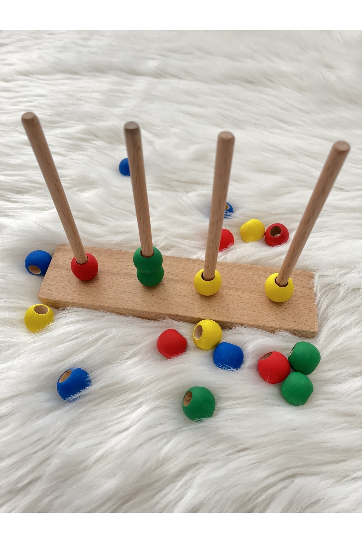 DORU Doğal Organik Ahşap Montessori Oyuncak Renkli Boncuk Dizme Eğitici Zeka Oyunu Bebek Odası Dekor fotoğrafı 4 (önizleme)