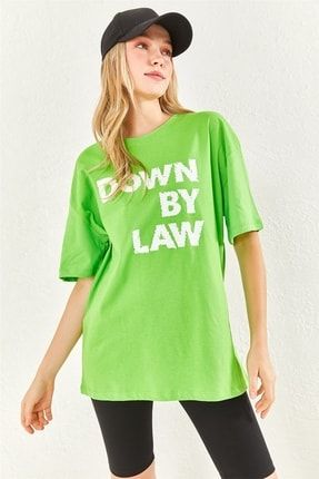 Önü Ve Arkası Baskılı Oversize Tshirt Yeşil 22Y813306