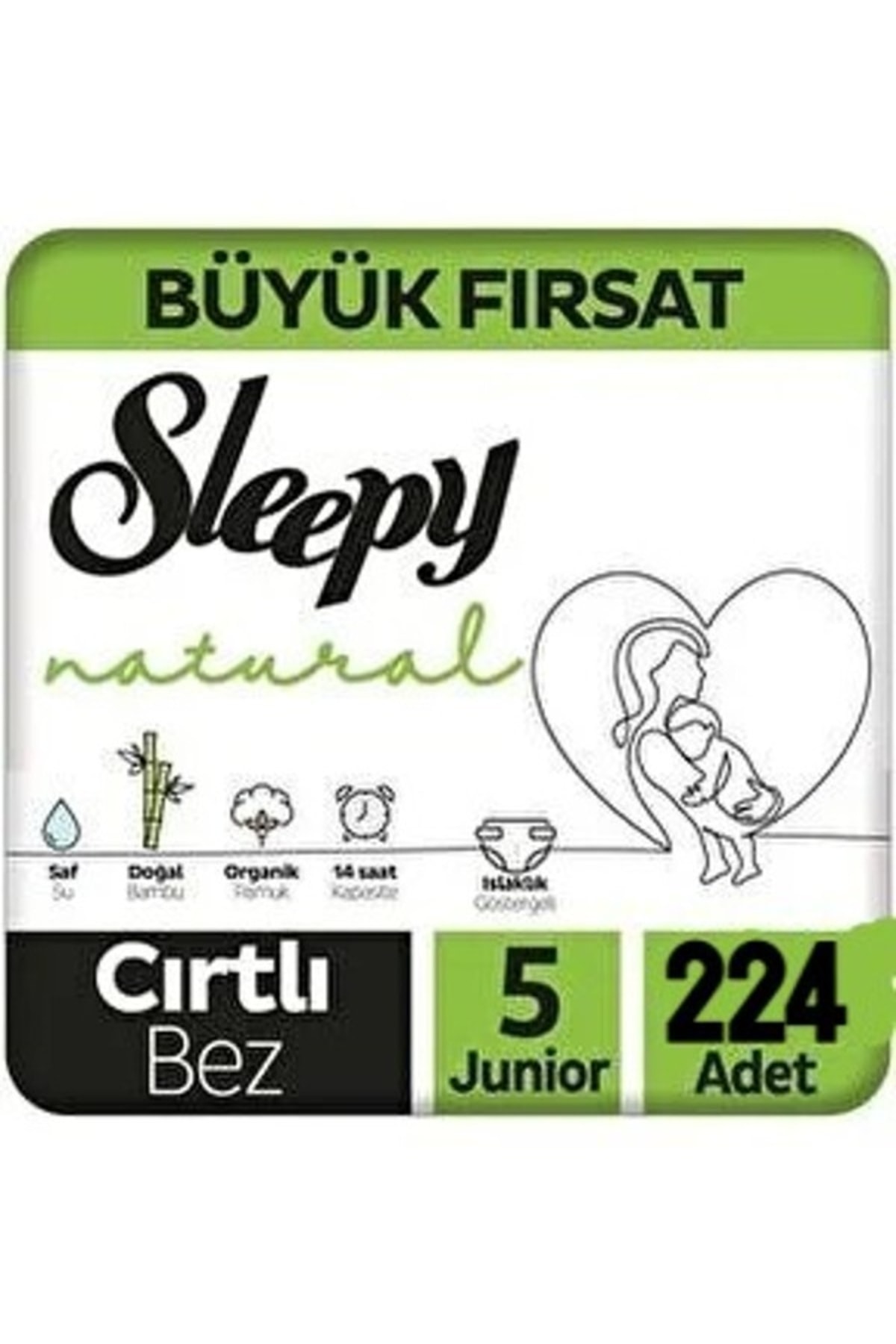 Sleepy Natural Bebek Bezi Aylık Paket 5 Numara 224 Adet ( Aylık Paket ) 5 Beden fotoğrafı 5 (önizleme)