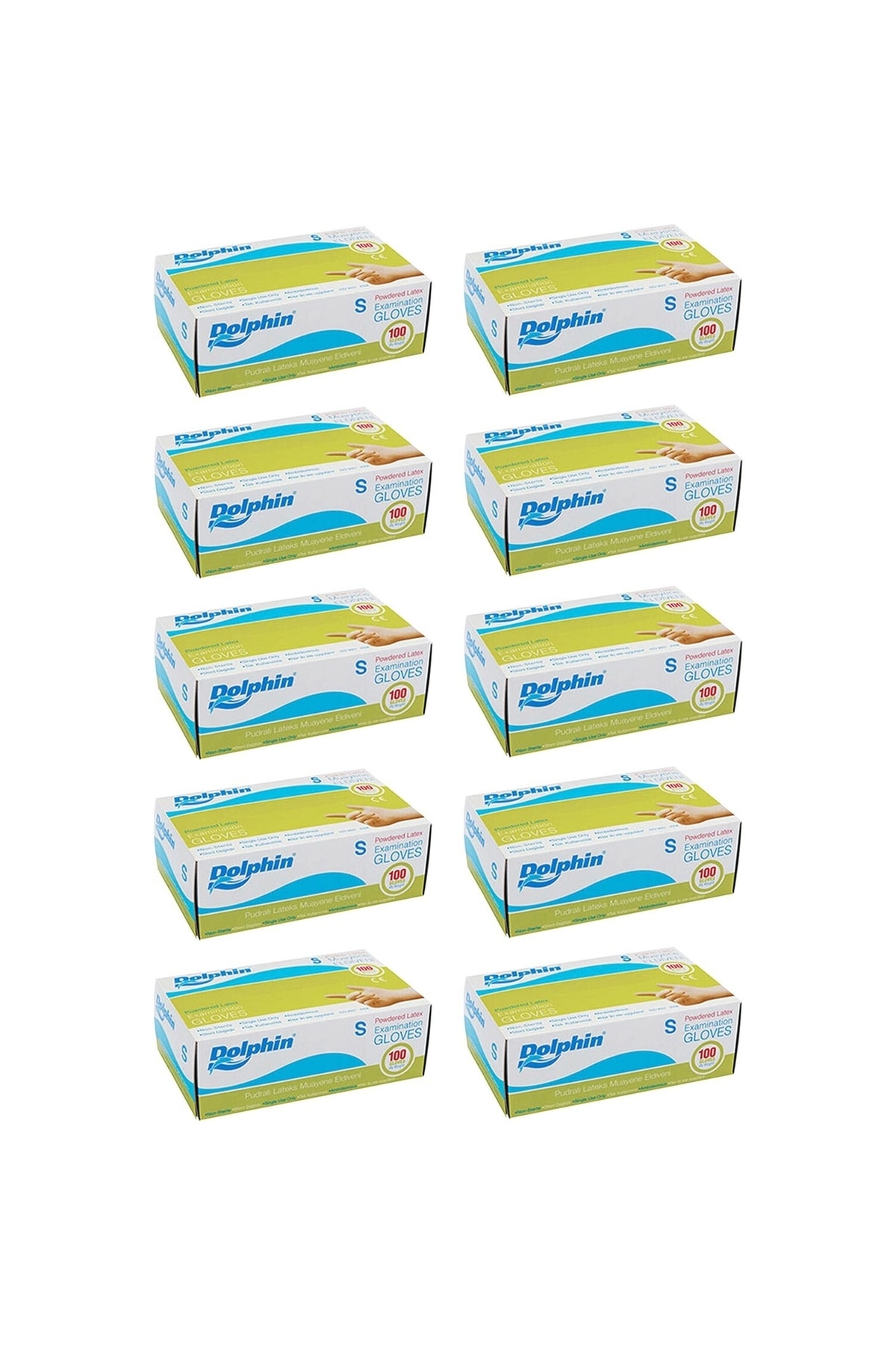 Dolphin Pudralı Latex Eldiven (S) 100lü Paket 10 Adet