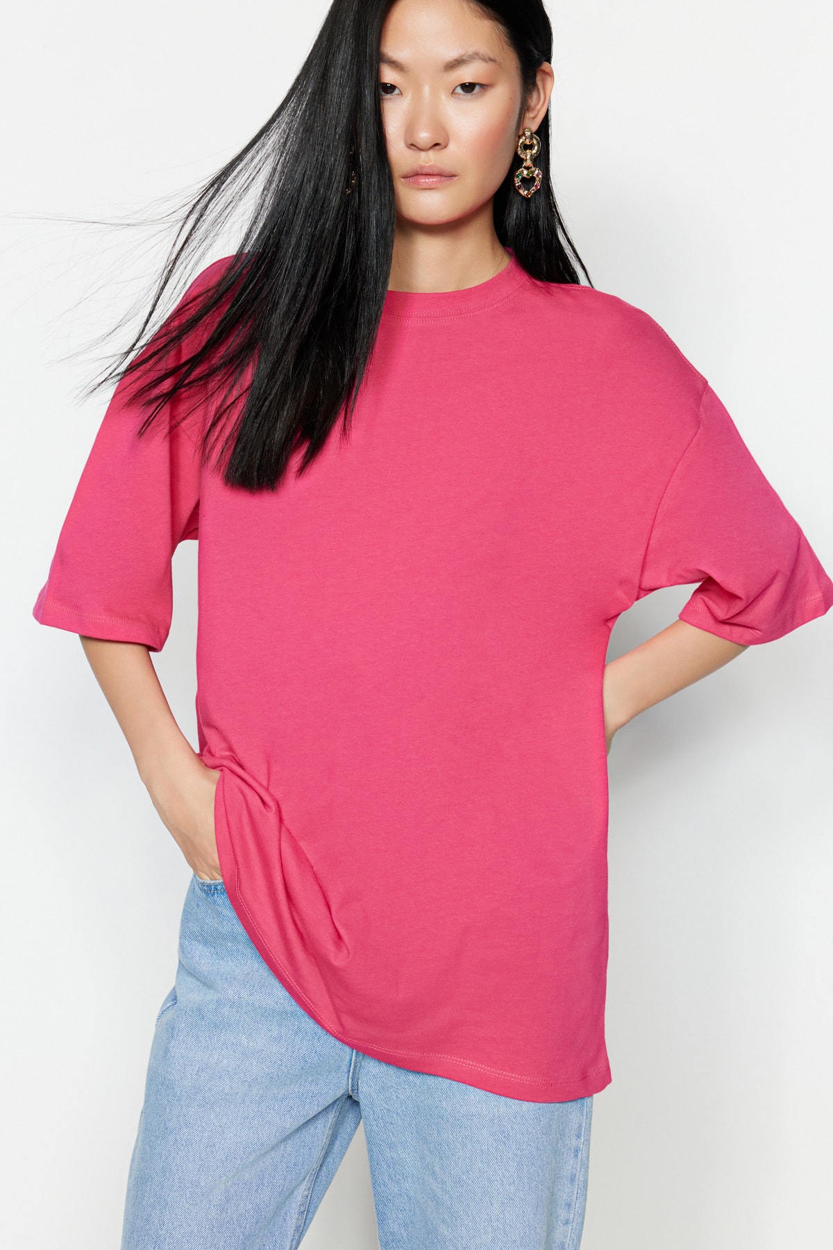 Trendyol Collection T-Shirt Rosa Oversized Fast ausverkauft