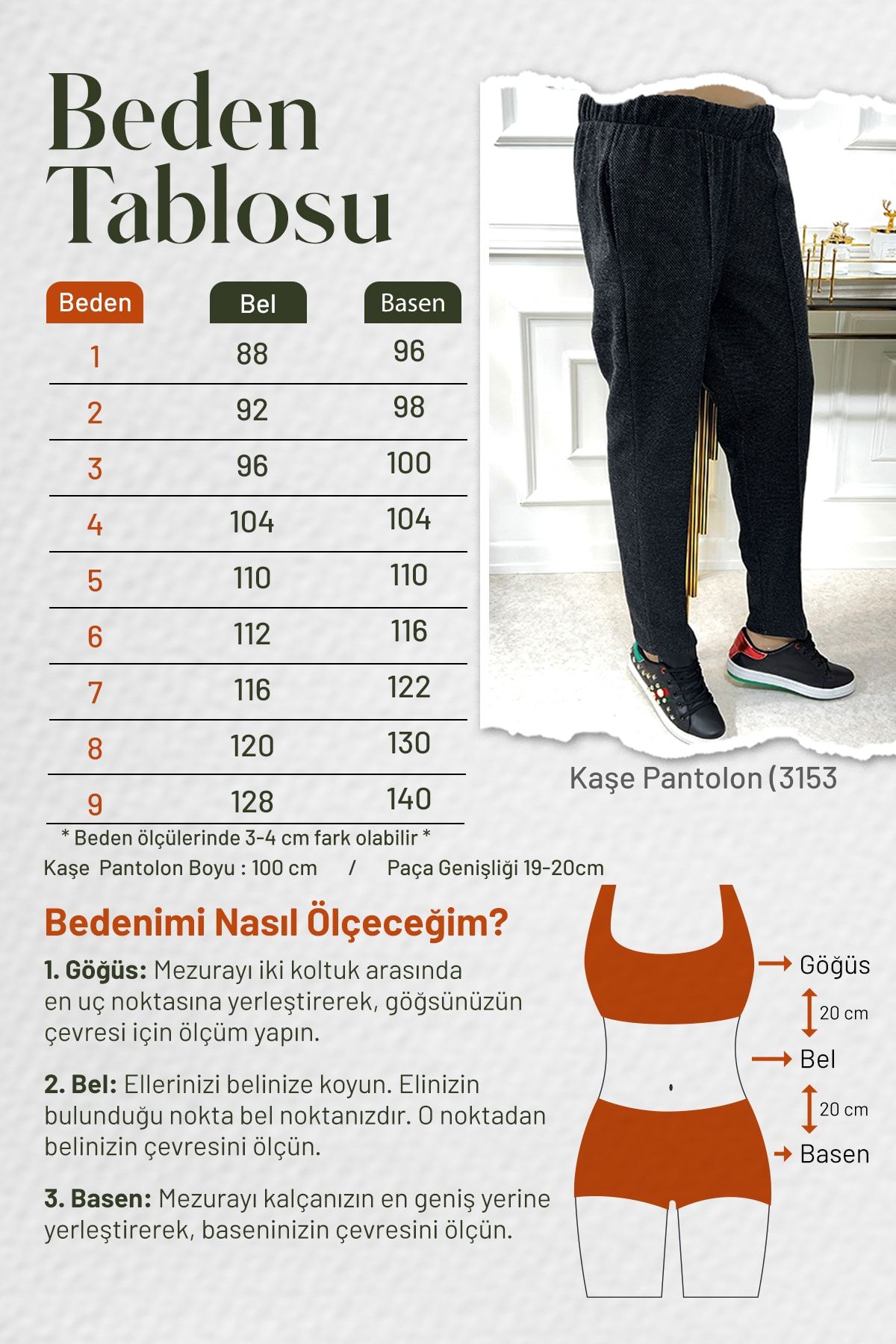 Modakenti-Pantaloni de iarnă cu buzunare de mărime mare, cu cusături elastice, picior de găină pătrat 2