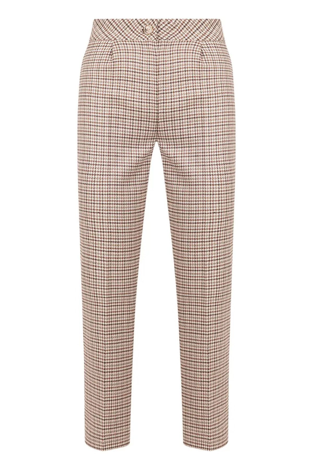 SE L Women s Houndstooth Patterned Classic Cut Trousers 1055