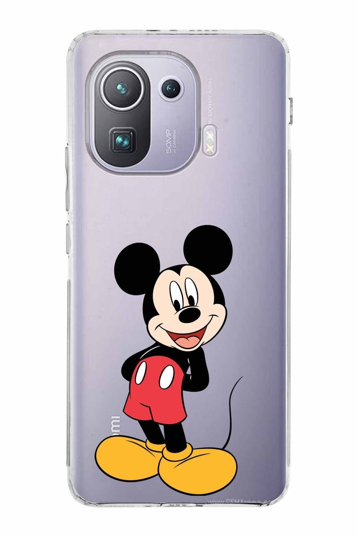 Xiaomi Mi 11 Pro Kamera Korumalı Kapak Mickey Mouse Tasarımlı Şeffaf Kılıf
