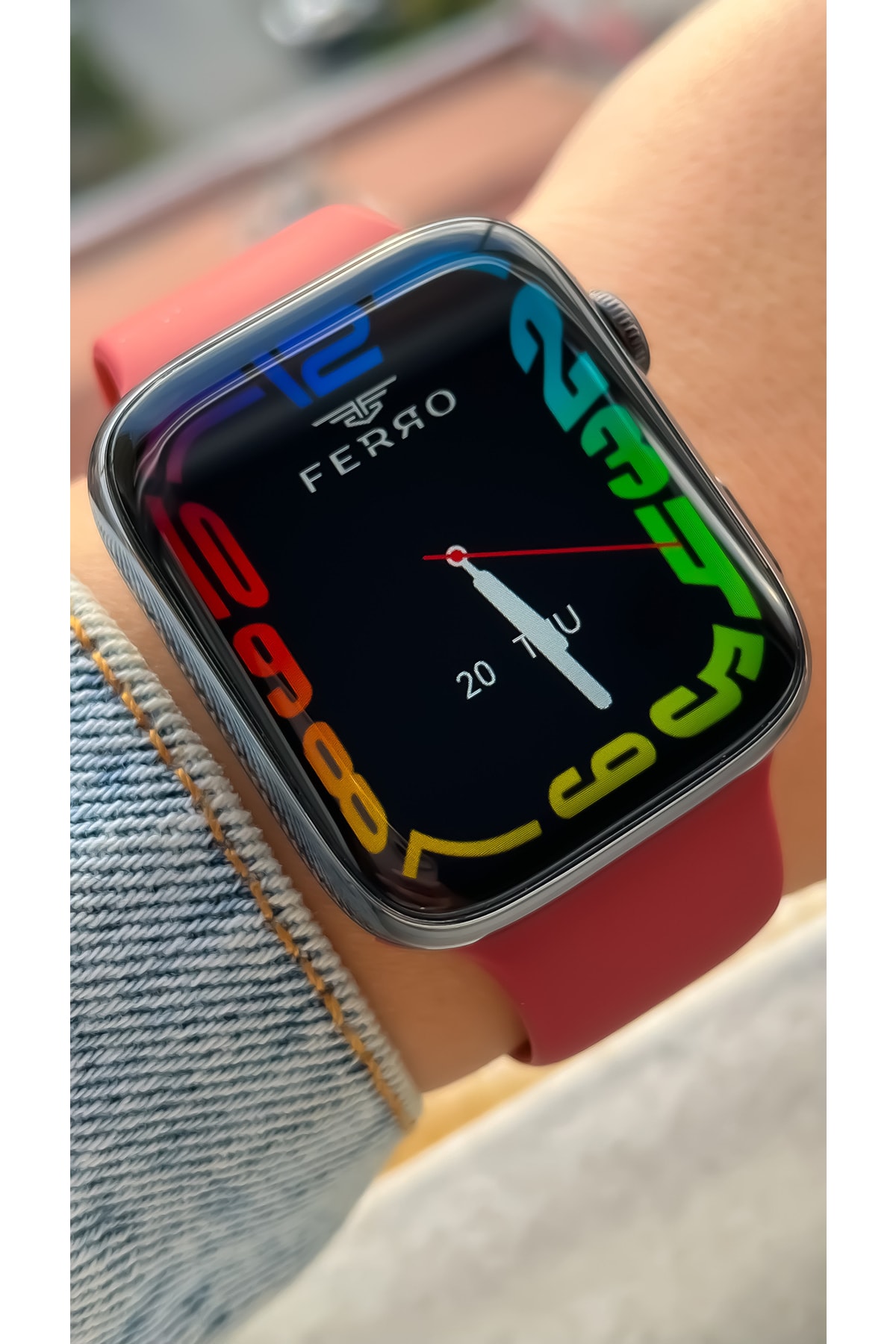 FERRO Kırmızı Silikon Kordon ,sesli Görüşme, Watch Vip Android Ve Ios Uyumlu Akıllı Saat