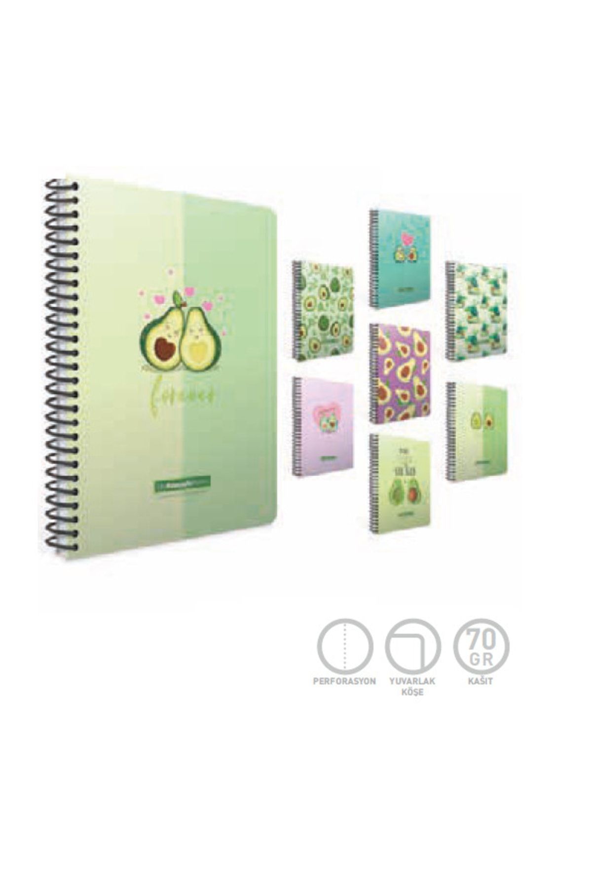 Gıpta-Avocado Notes Spiral Cardboard Cover Notepad A6 (small Size) 80 Sheets Lined (Pack of 36) 5997 6