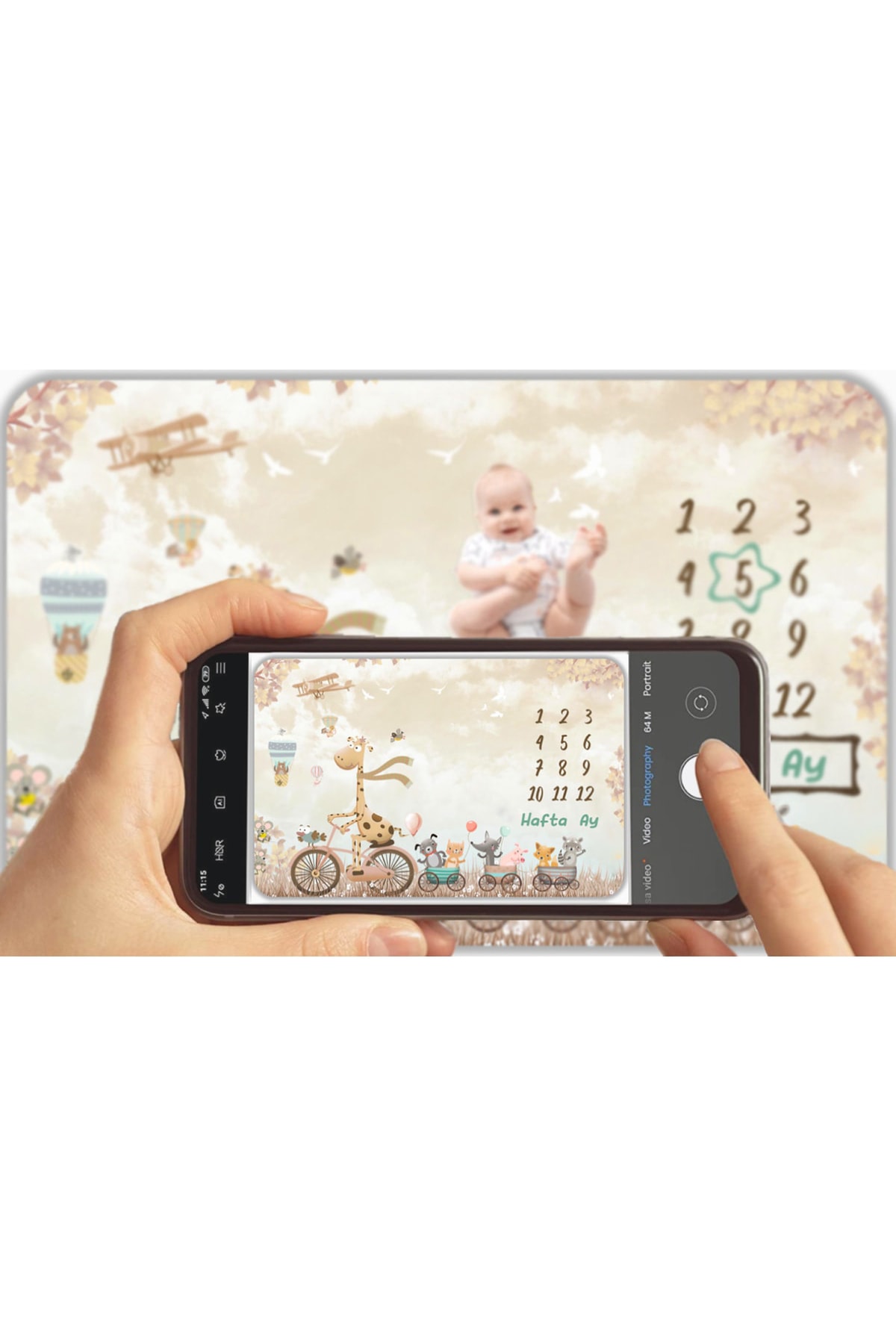 Erays Home Bebek Hediye Polar Aylık Fotoğraf Anı Battaniyesi, Yeni Doğan Baby Shower Doğum fotoğrafı 3 (önizleme)