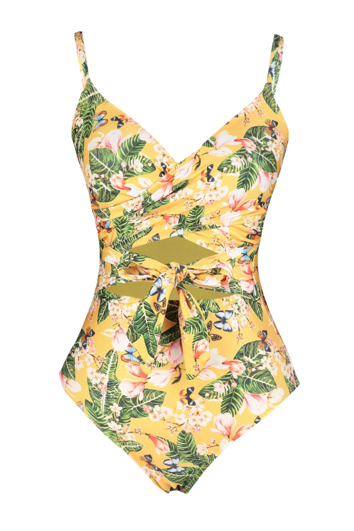 Trendyol Collection-Virágmintás, duplasoros, kötött csípő fürdőruha TBESS21MA0040 6