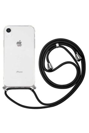 Iphone Xr Uyumlu Kılıf Airbag Köşeli Şeffaf Boyun Askılı Ipli Çanta Kapak / Apple Uyumlu Xrop Kılıf-572