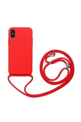 Apple Iphone Xs Max Ile Uyumlu Kılıf Ropi Askılı Lsr Silikon Kırmızı SKU: 381027