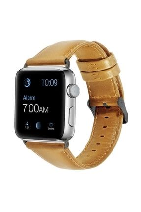 Apple Watch 4 Uyumlu Kordon Dikişli Deri Tasarımlı Metal Tokalı 42mm Luxury Leather SKU: 438170