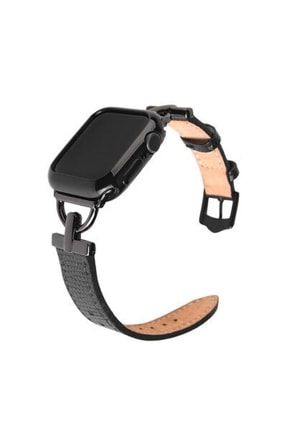 Apple Watch 1-2-3-4-5-6 40mm Krd-53 Deri Kordon Leather Exclusive Band Siyah SKU: 394348