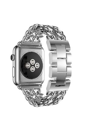 Apple Watch Kordon 2 3 4 5 6 Se 38 Mm 40 Mm Cowboy Metal Kordon Gümüş SKU: 356218
