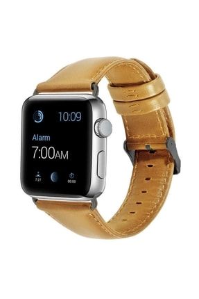 Apple Watch 3 Uyumlu Kordon Dikişli Deri Tasarımlı Metal Tokalı 42mm Luxury Leather / Uyumlu Kordon-14555