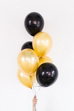 30 Adet Metalik Sedefli (Gold-beyaz-siyah) Karışık Balon Helyumla Uçan 232345tg4rwe
