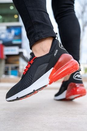 Unisex Günlük Yürüyüş Sneaker Siyah Kırmızı Air File Spor Ayakkabı Brtb270