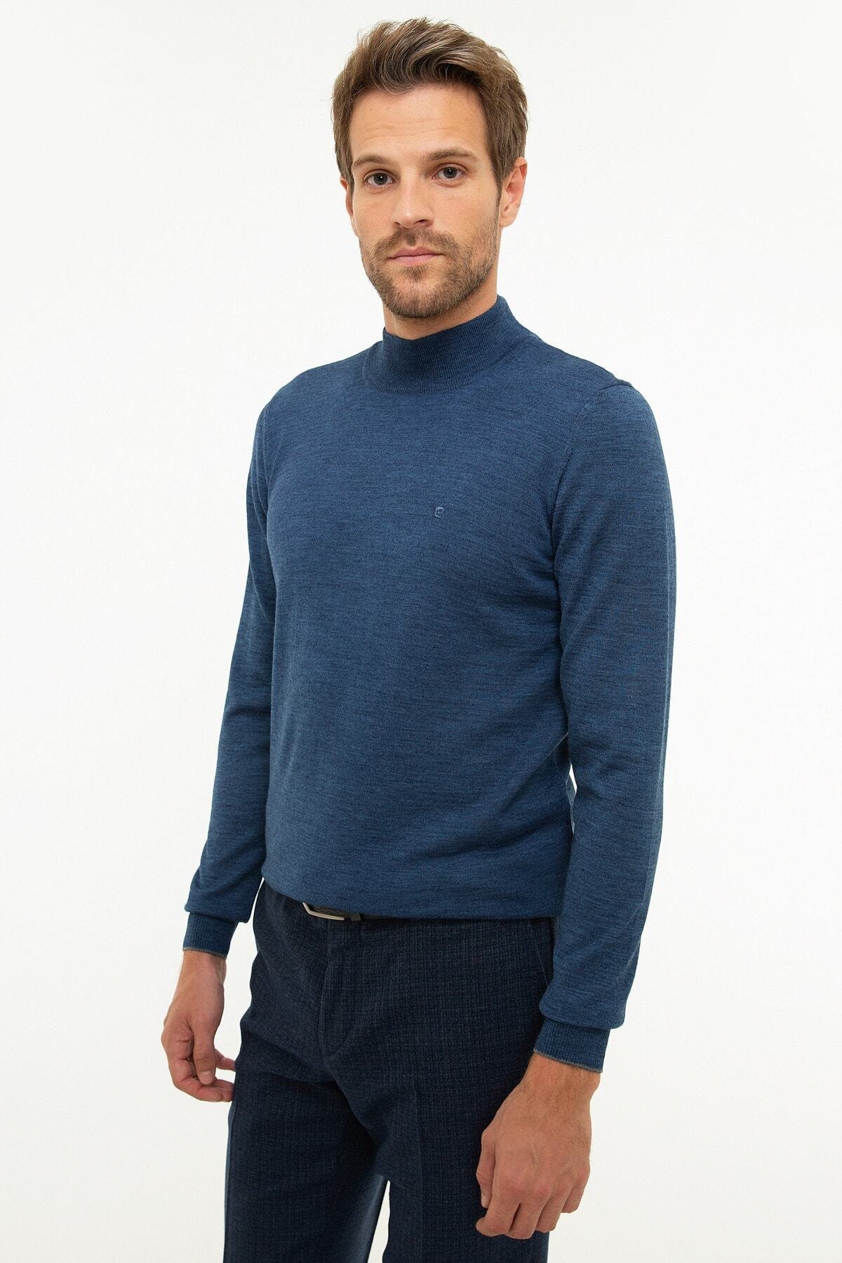 پلیور پیر کاردین مردانه پنبه ای آبی بیسیک راسته Slim/اسلیم فیت    بیسیک Daily/روزانه | Pierre Cardin G021SZ0TK.000.833957 - تصویر 3