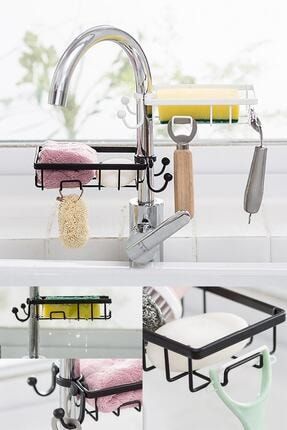 Paslanmaz Çelik Mutfak Banyo Musluğuna Sabitlenebilir Sabun Ve Sünger Tutucu AA23YT1022M